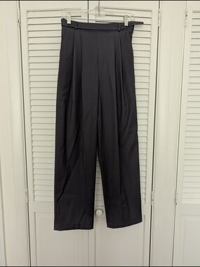 Frankie Shop Grey Pleated Wide-Leg Trousers